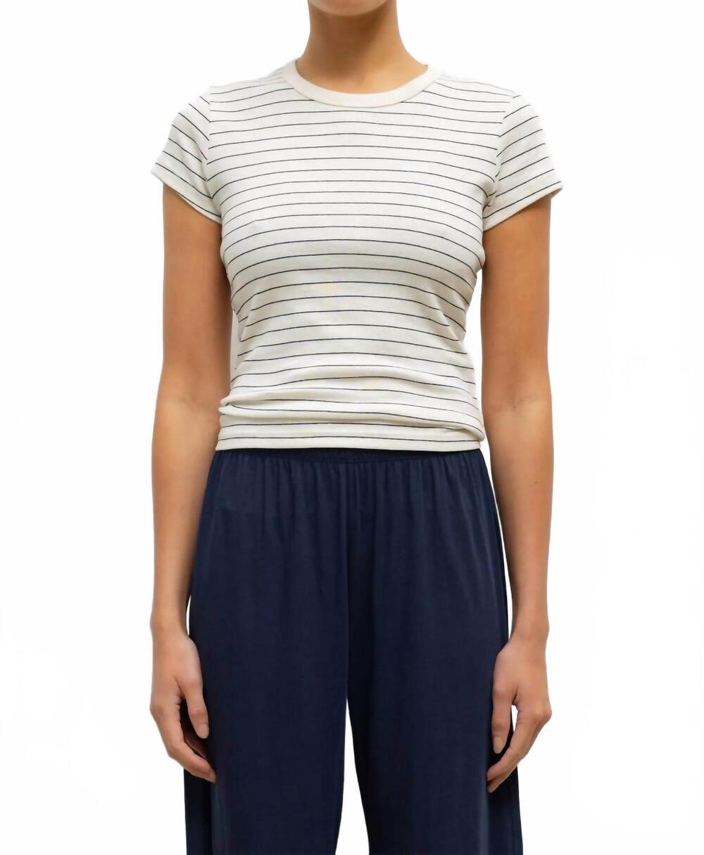 NEW LESET nando slim fit tee in natural midnight stripe